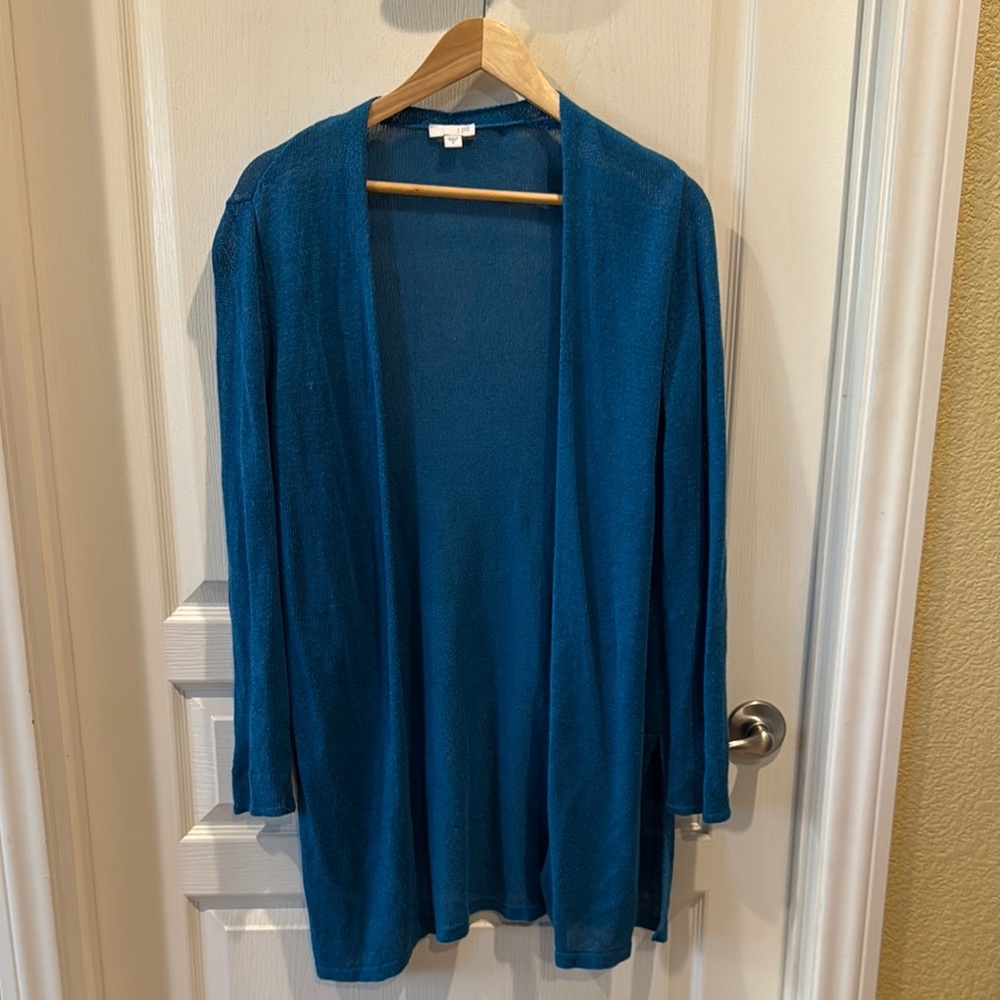 J. Jill Blue Cardigan Sweater Lightweight Open-Front